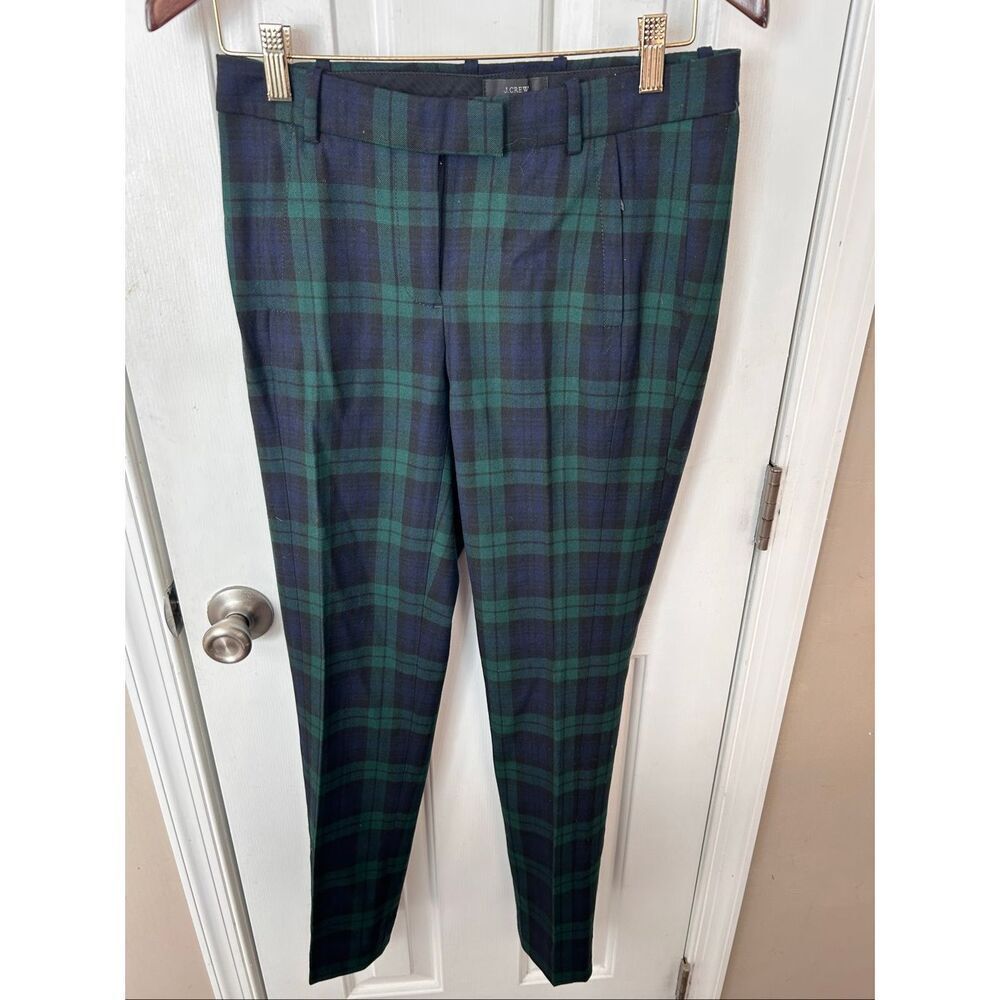 J crew  Cropped Maddie pant Black Watch bi-stretch wool Navy Multi F9628 2T